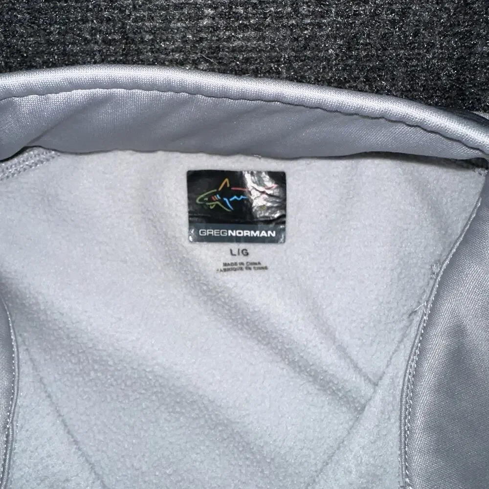 Greg Norman Mens Large Gray Bulle Rock Golf 1/4 Zip Pullover Fleece Jacket L